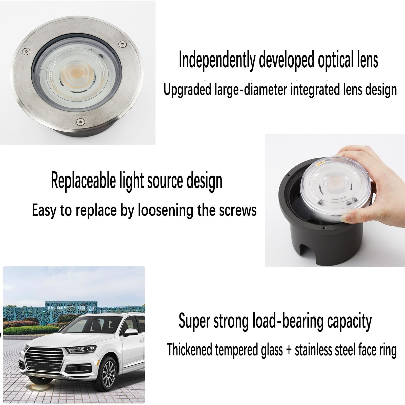 Reflektor krajobrazowy LED do zabudowy, wbudowany reflektor okrągły DC12V-24 V, wodoszczelność IP67, wymienne źródło światła, dekoracyjna lampa podłogowa do ogrodu i podwórka (niebieska, 15 W)