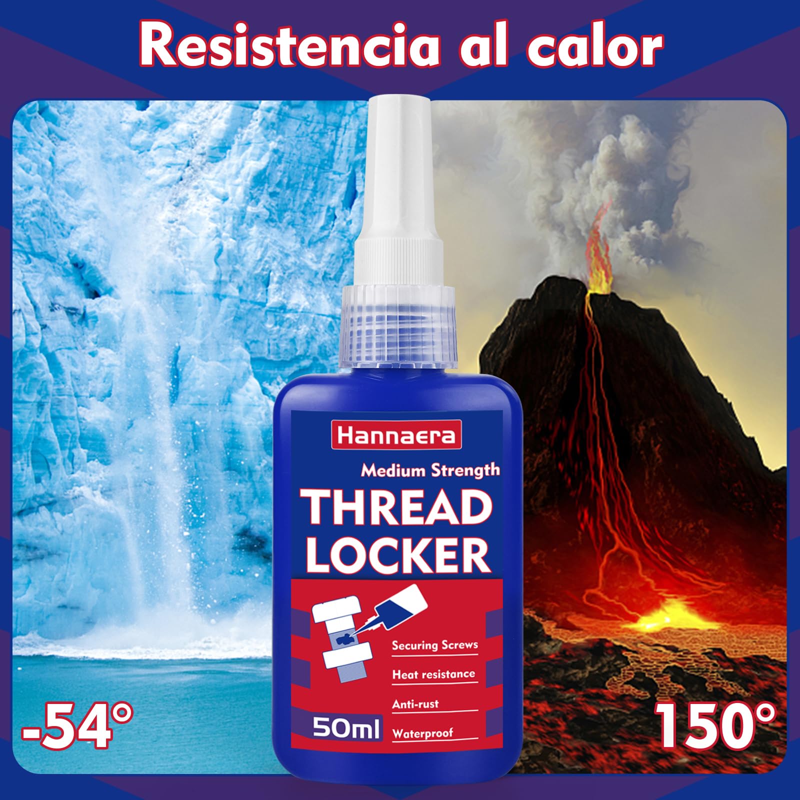 Cerradura de perno de resistencia media de 50 ml, capaz de bloquear y sellar tuercas, tornillos, sujetadores y metales, fijación de tornillos para evitar pérdidas y fugas Fijación de tornillos