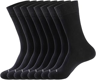 WANDER Men's Cotton Dress Socks - Thin Lightweight Breathable Classic Socks, 8 Pairs Solid & Patterned for Business Casual