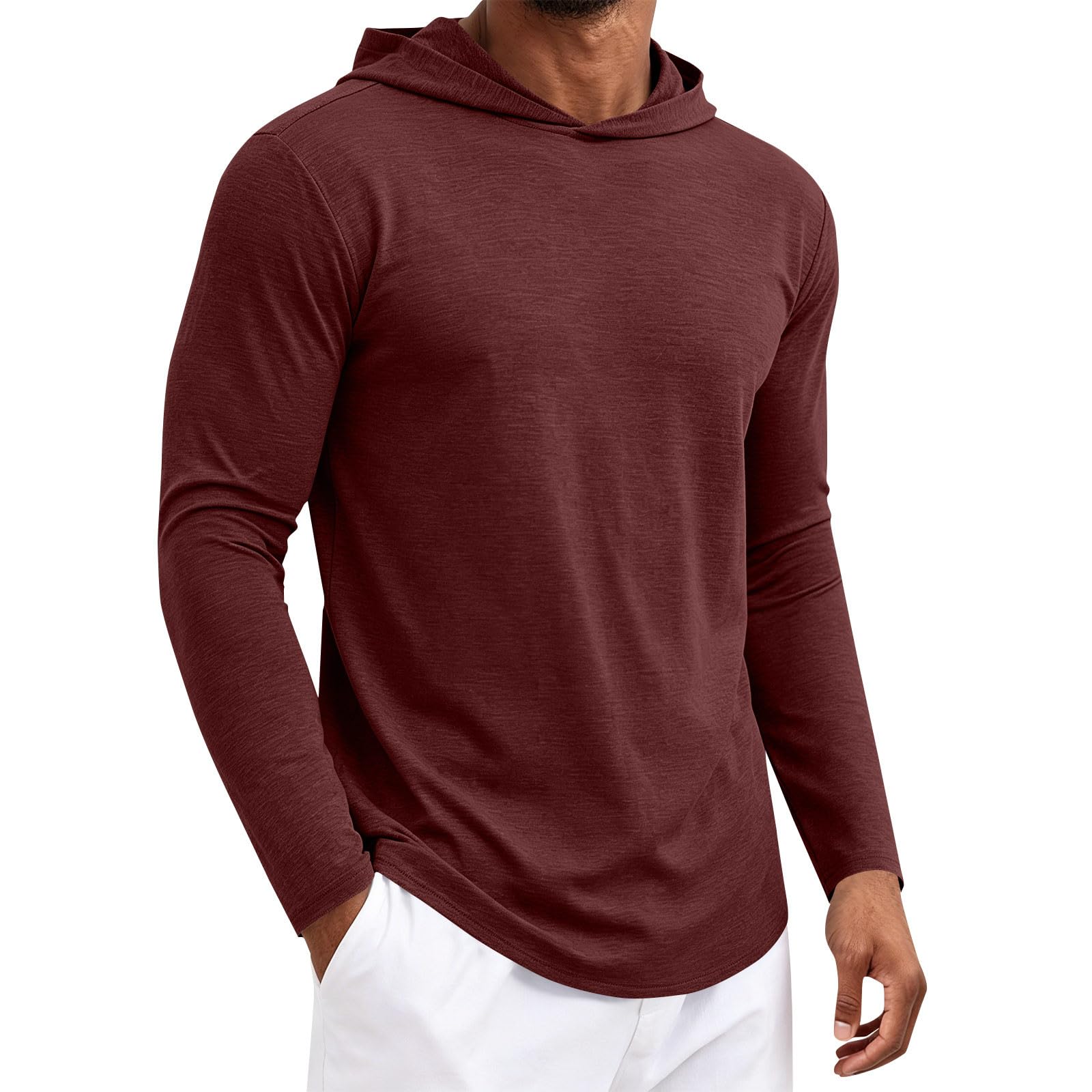 Felpa Uomo con Cappuccio Slim Fit Felpa Tinta Unita Morbido e Leggero