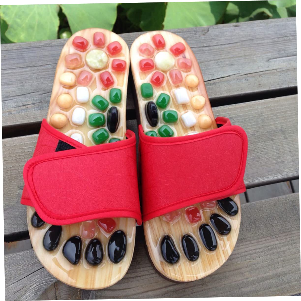 Akupressur Massage Sandalen Größe 41-42 aus Pu Eva Rot