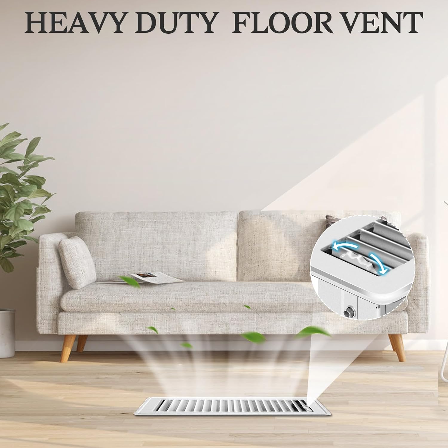 2 PCS Floor Vents Floor Registers 2x10 inch, Heavy Duty Metal Heat Air Vent Covers 2 X 10 with Rust Proof Finish for Home Office Wall Floor Registers Grilles & Vents (2, White, 2x10 Inches)