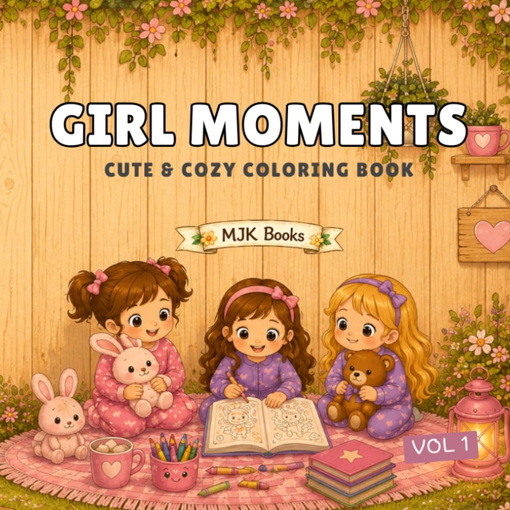 Girl Moments: Cute & Cozy Coloring Book for Kids & Adults | 50 Adorable Pages of Everyday Girl Adventures