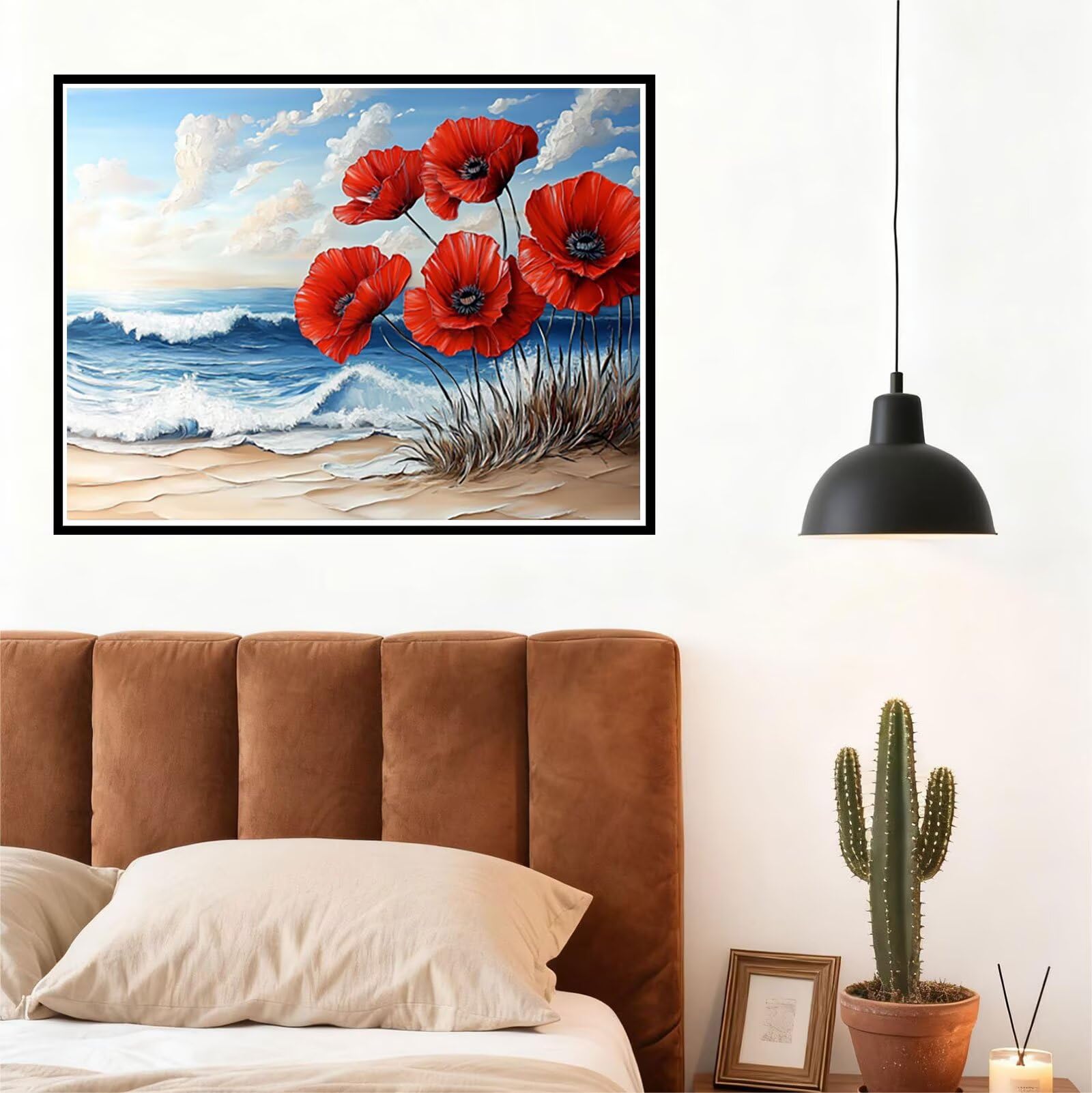 Peinture Numero Adulte Fleur Coloriage par Numero Adulte Mer DIY Paint by Numbers, avec Pinceaux Peinture Loisir Creatif Enfant Numéro D'art Cadeau Femme, Pour Decoration Maison Murale 60x80cm H - 907