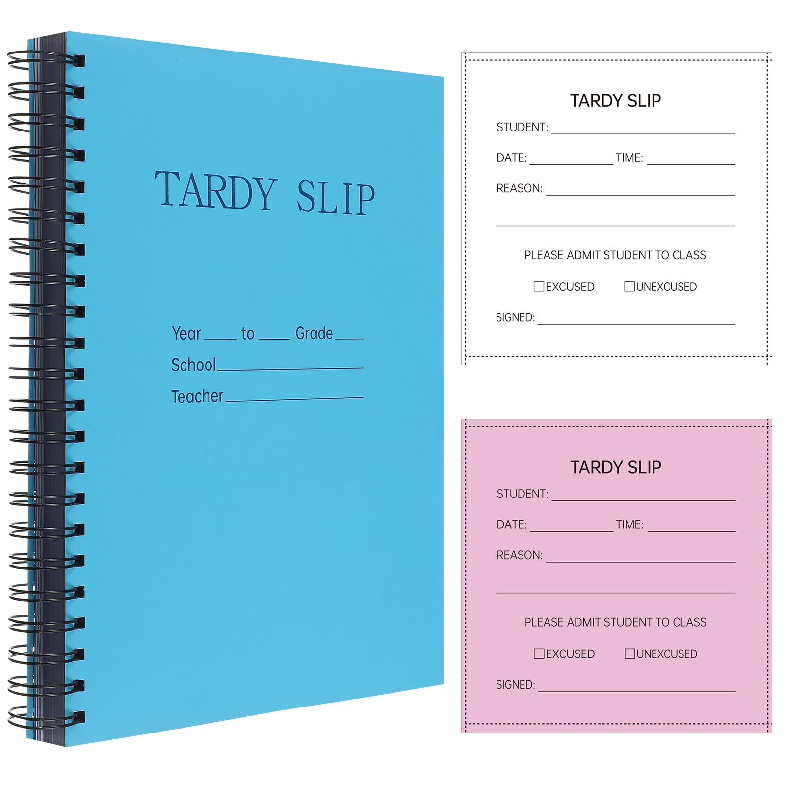 Dunzoom 1 Pack Tardy Slip Book with Carbonless Duplicates 3.5 x 4.3 Inch Tardy Slips Per Book Form Register Copy for School Recording Student Late