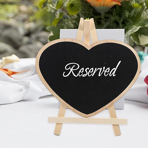 Miniatura 3 de 4 piezas de pizarra vertical caballete pizarra de mensajes de corazón letreros pizarra con base mini manualidades infantiles panel sándwich de madera