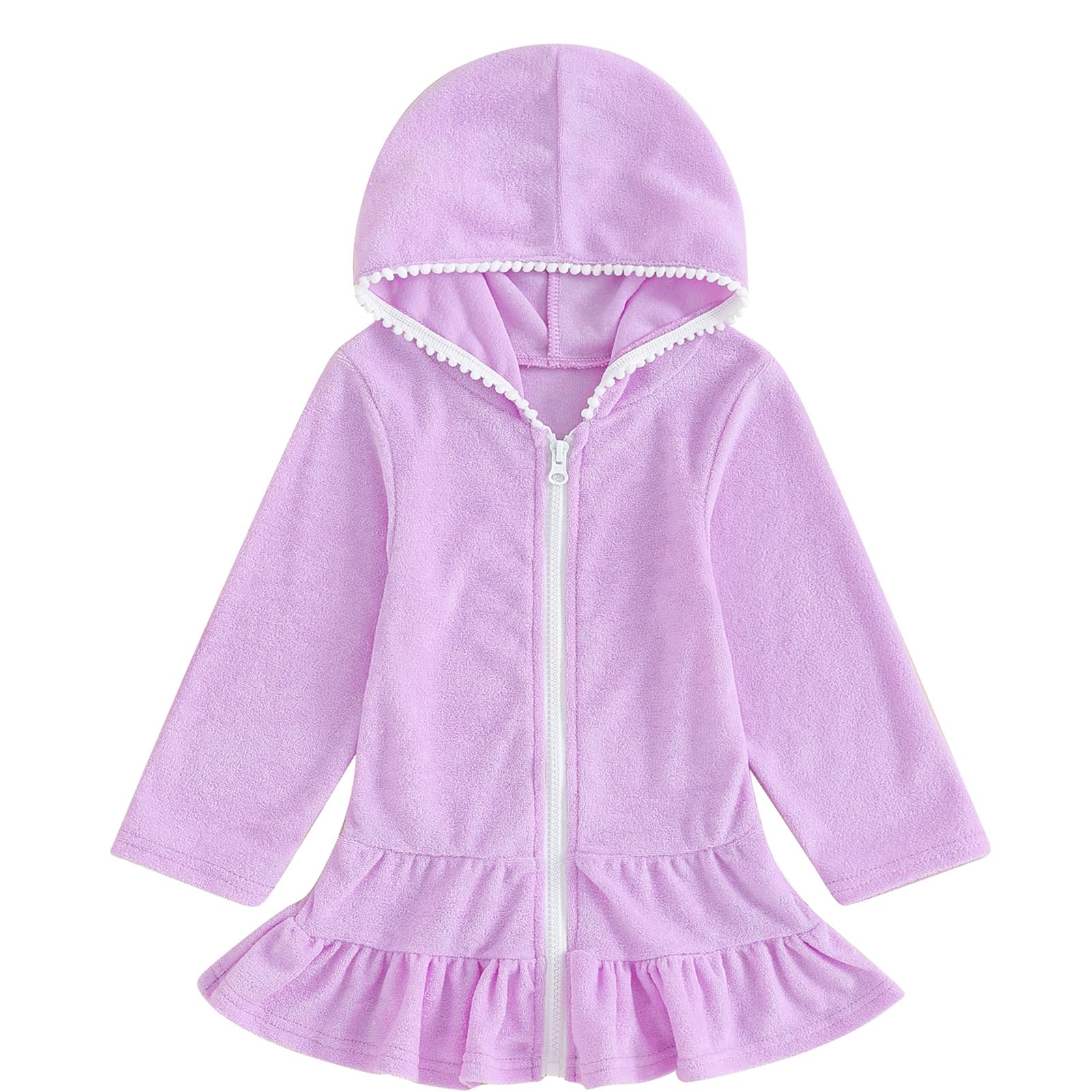 Mubineo Toddler Girl Long Sleeve Swimsuit Beach Dress Cute Cover Ups Ruffle Bathing Suit Cover Up Kimono Kids Swimwear