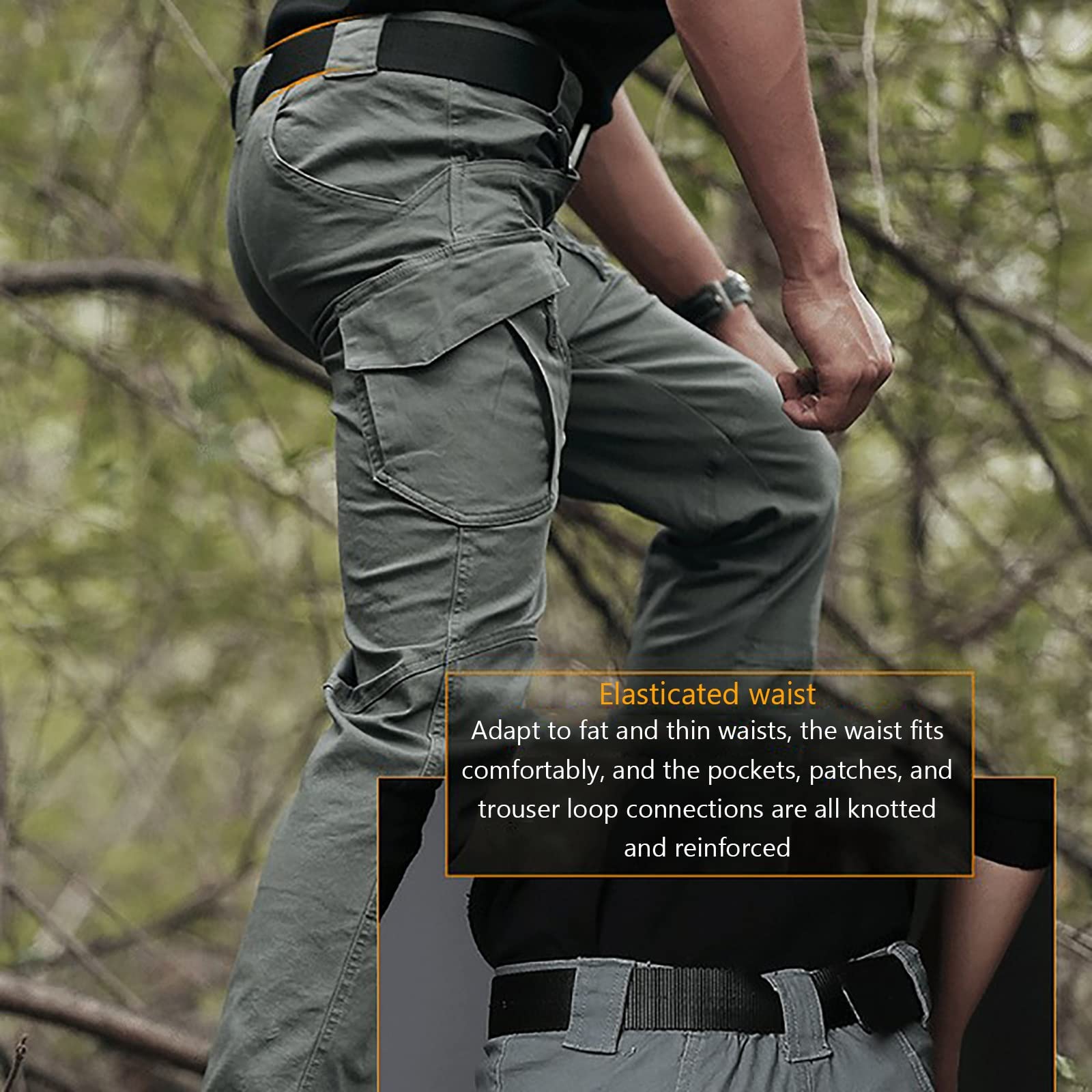 G&F Pantalones Trekking Hombre Impermeables Pantalones de Trabajo Montaña Senderismo (Color : Khaki, Size : 3XL)
