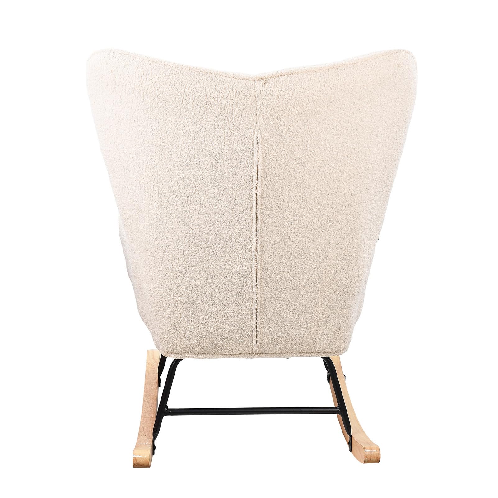 BRILVERDE Fauteuil à Bascule, Chaise à Bascule, Chaise a Bascule Allaitement avec Pieds en Bois, Fauteuil a Bascule Interieur, pour Salon Chambre à Coucher, Bureau, Teddy Velvet