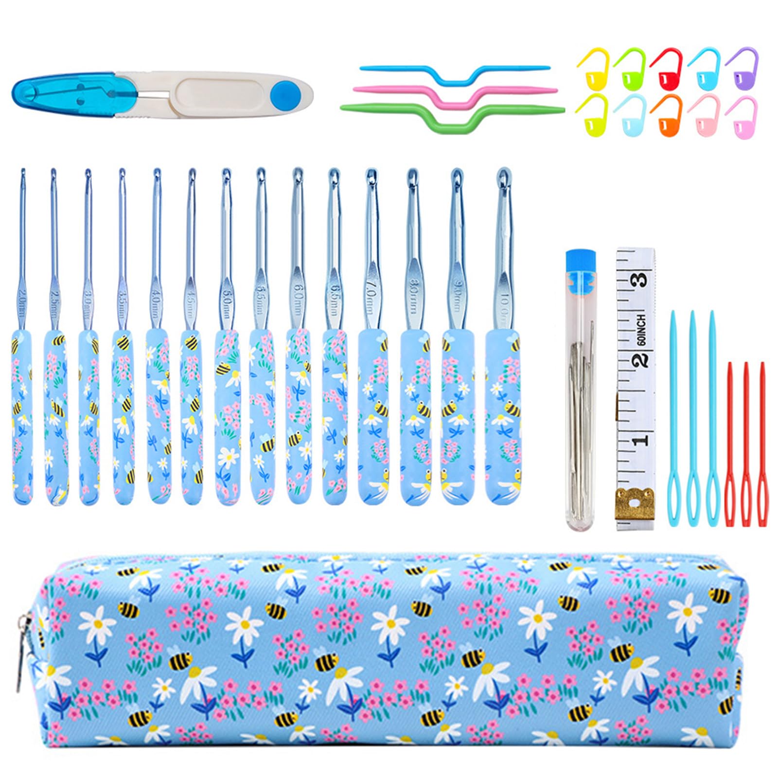 Crochets ergonomiques en cadeau créatif, lot de 12 aiguilles de tricot et étui
