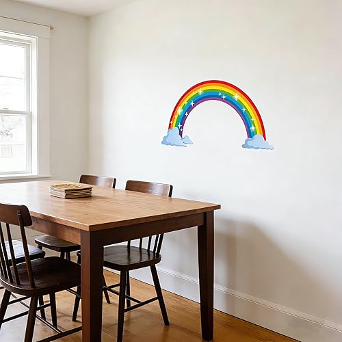 Miniatura 2 de Calcomanías de pared de arco iris con nubes, calcomanías de pared extraíbles para niños, guardería, dormitorio, sala de estar, decoración de pared,
