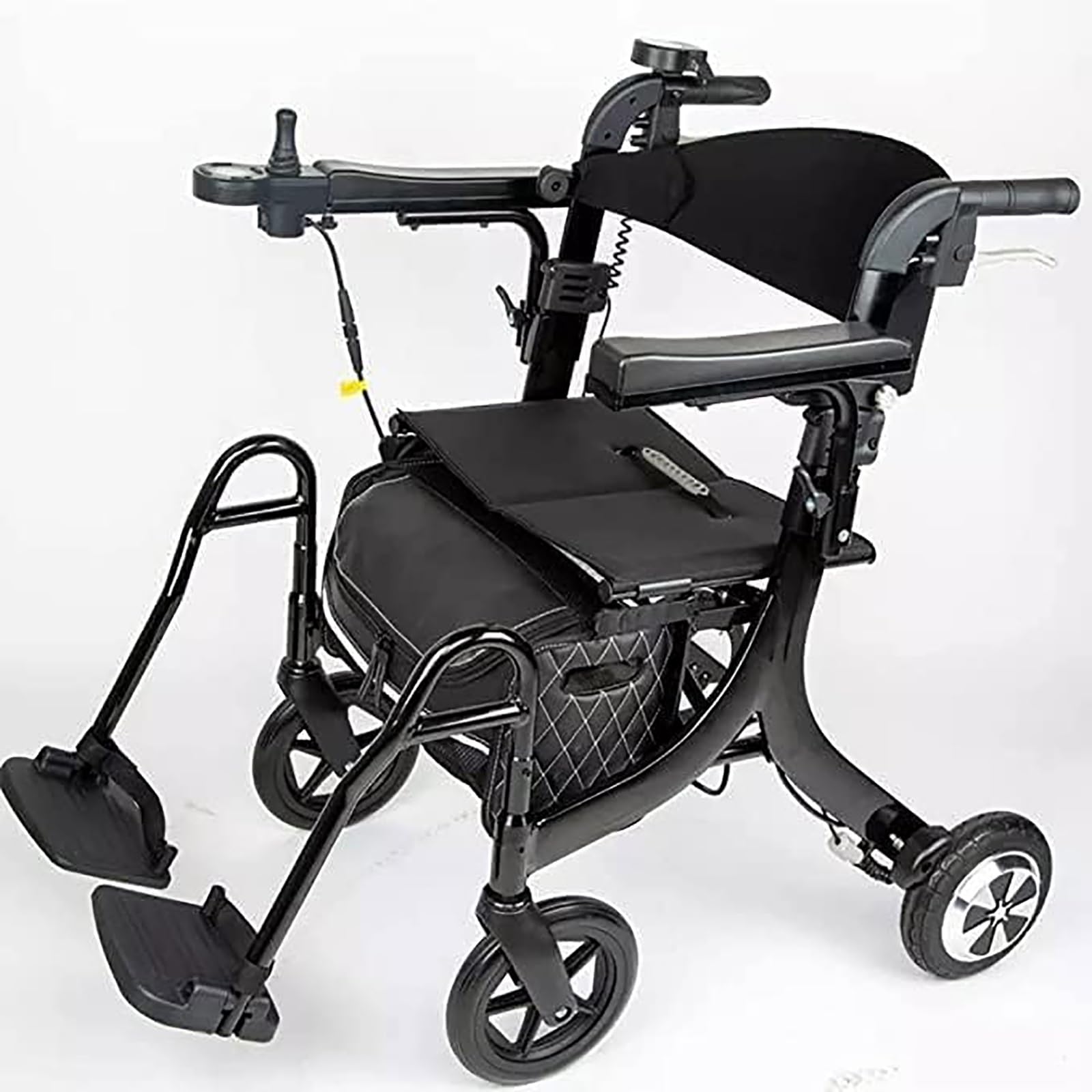 Andadoras de Ayuda con Ruedas Plegable, 5 en 1 Eléctrico Walker Drive Rollator, Ancianos Scooter Eléctrico Silla de Ruedas Ligera Silla de Ruedas con Batería de Litio Trolley para la Tercera Edad