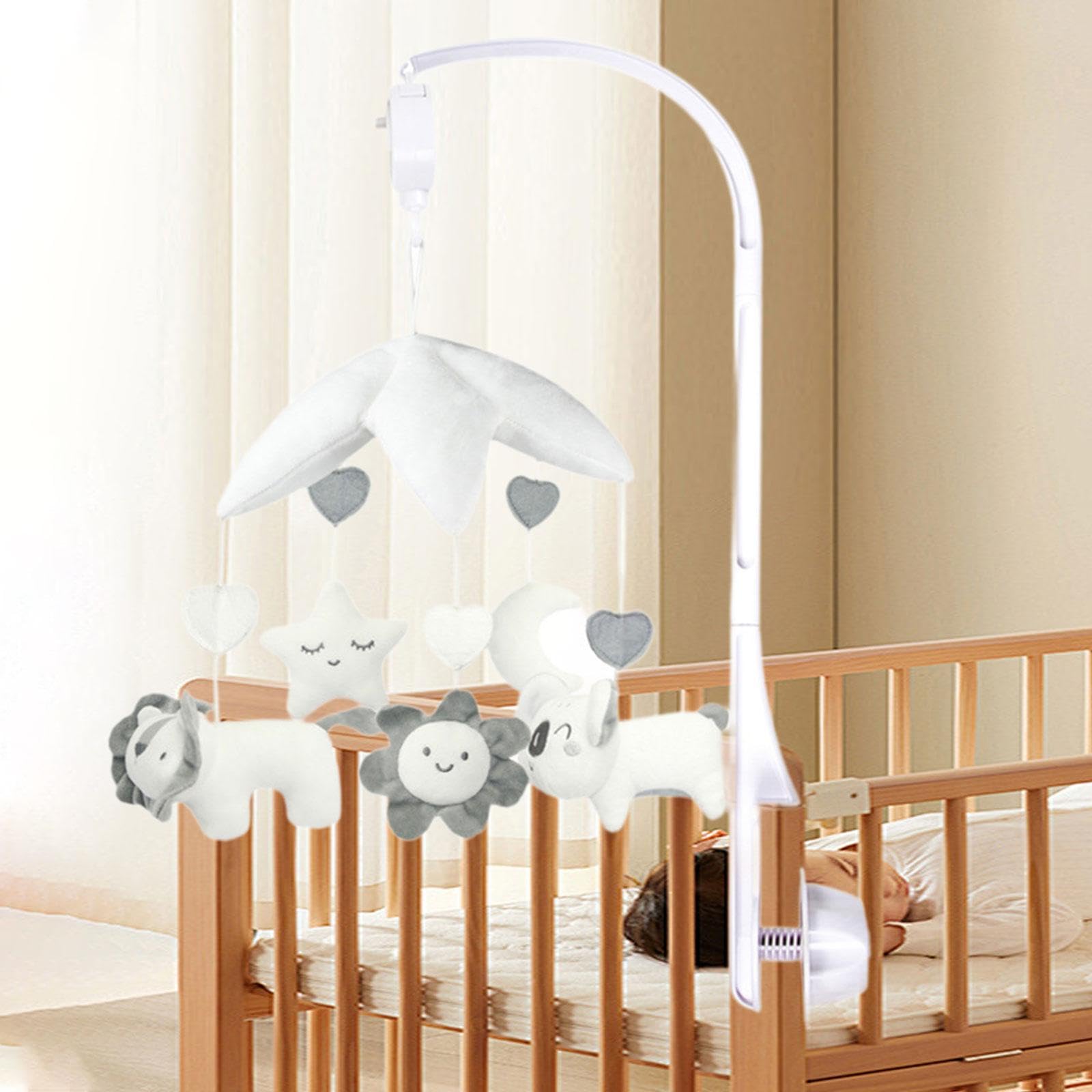 Giostrina Musicale per Culla Neonati con Giocattoli Morbidi Appesi Carillon E Peluche Leone Cotone PP Resistente Design Creativo Adatta, Leone