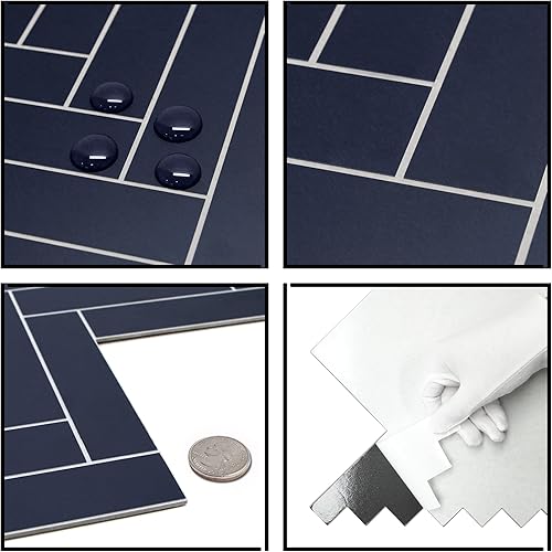 Miniatura 5 de The Tiles Plaza Protector contra salpicaduras de espiga para cocina, azulejos autoadhesivos compuestos de piedra, azulejos de pared para cocina,