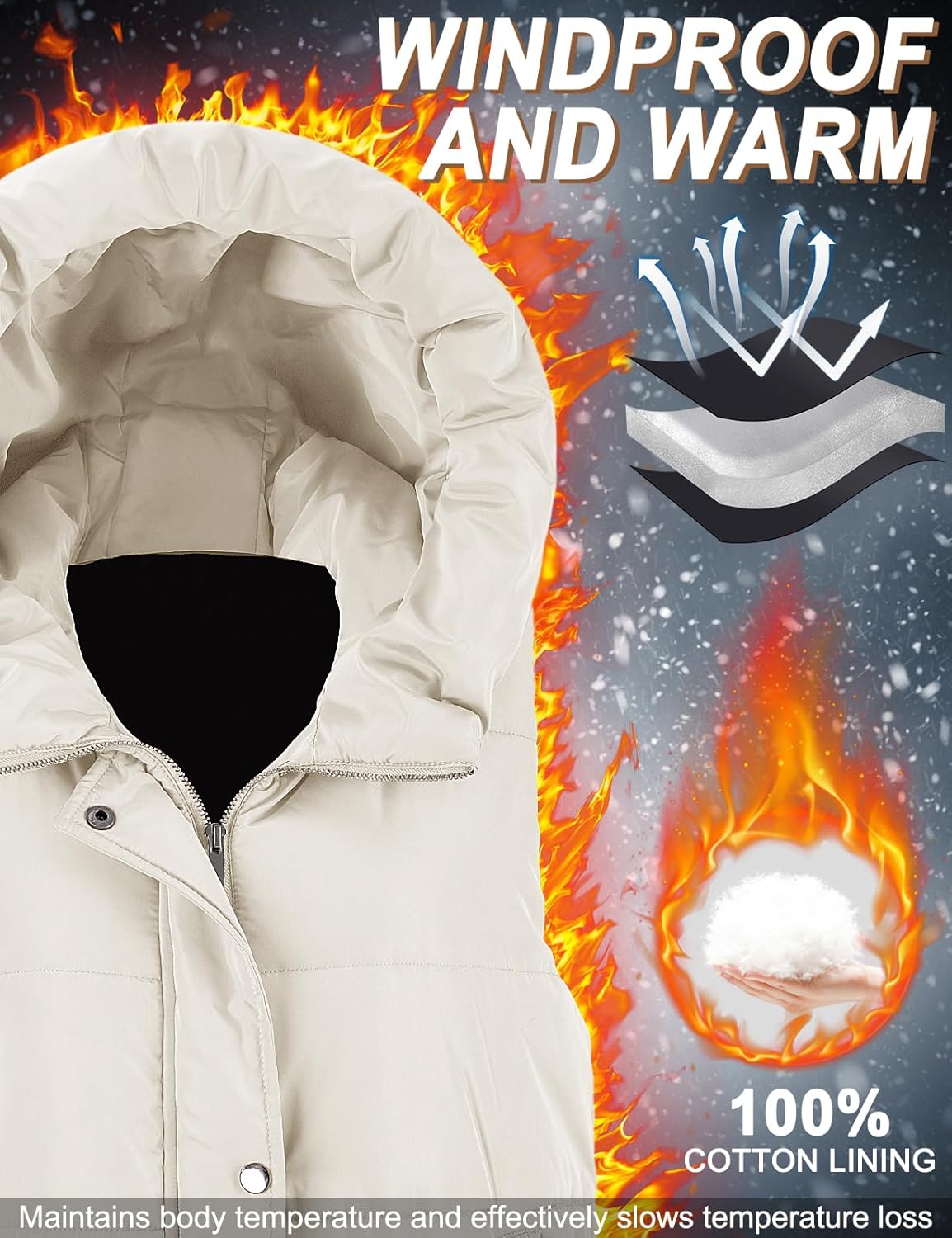 HEEKPEK Womens Puffer Vest Winter Hooded Sleeveless Zip Up Long Puffy Jacket Warm Thick Quilted Coats with Pockets - Image 4