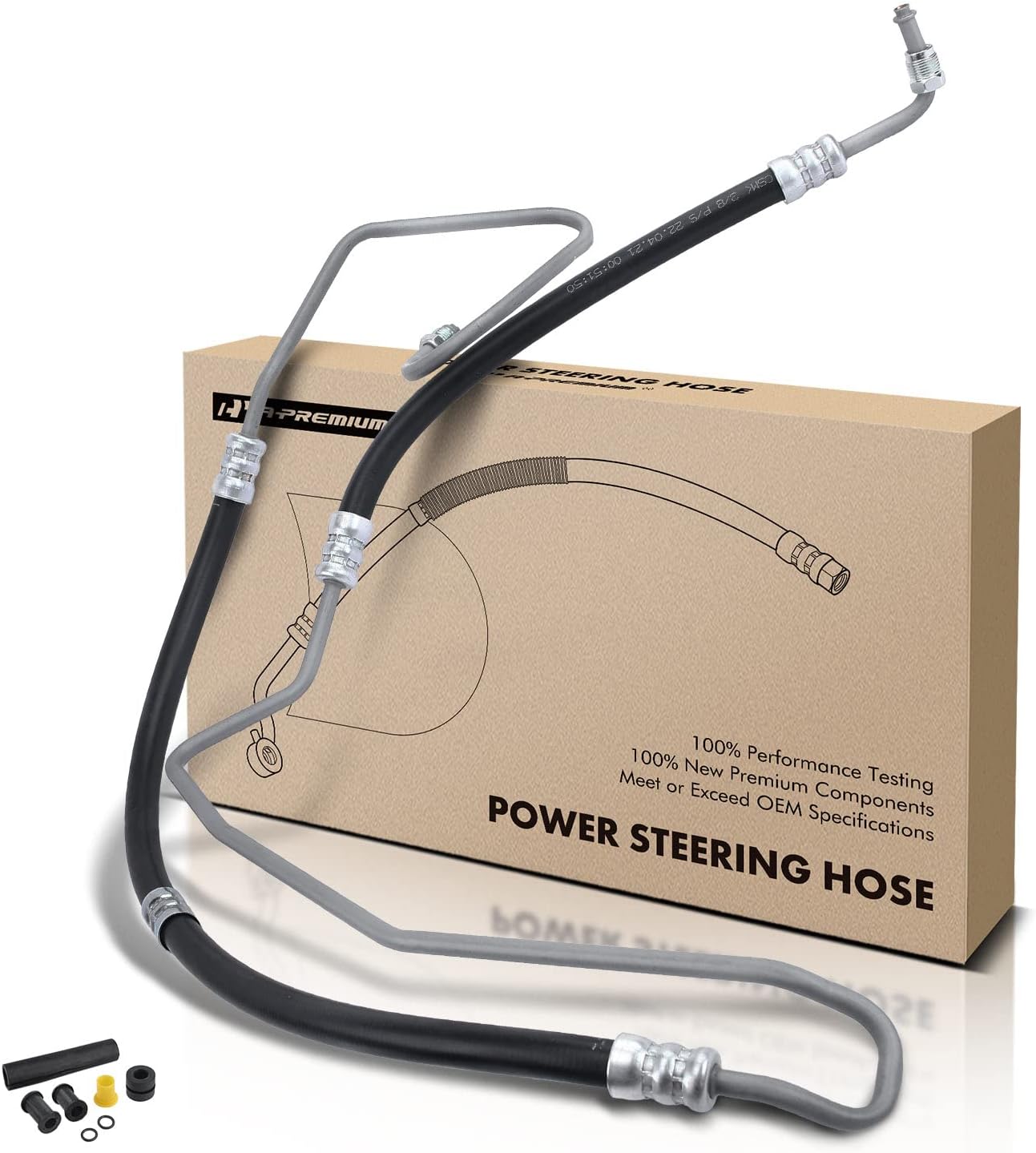 A-Premium Power Steering Pressure Hose Line Assembly Compatible with Dodge Charger Chrysler 2009-2010, 300 2009-2010, V8 5.7L AWD, with O-ring, Pump To Gear/Rack