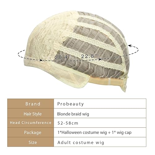 Miniatura 2 de Probeauty Peluca larga rubia trenzada rizada para mujer, pelucas de cosplay para fiesta de disfraces de Halloween, 27 pulgadas