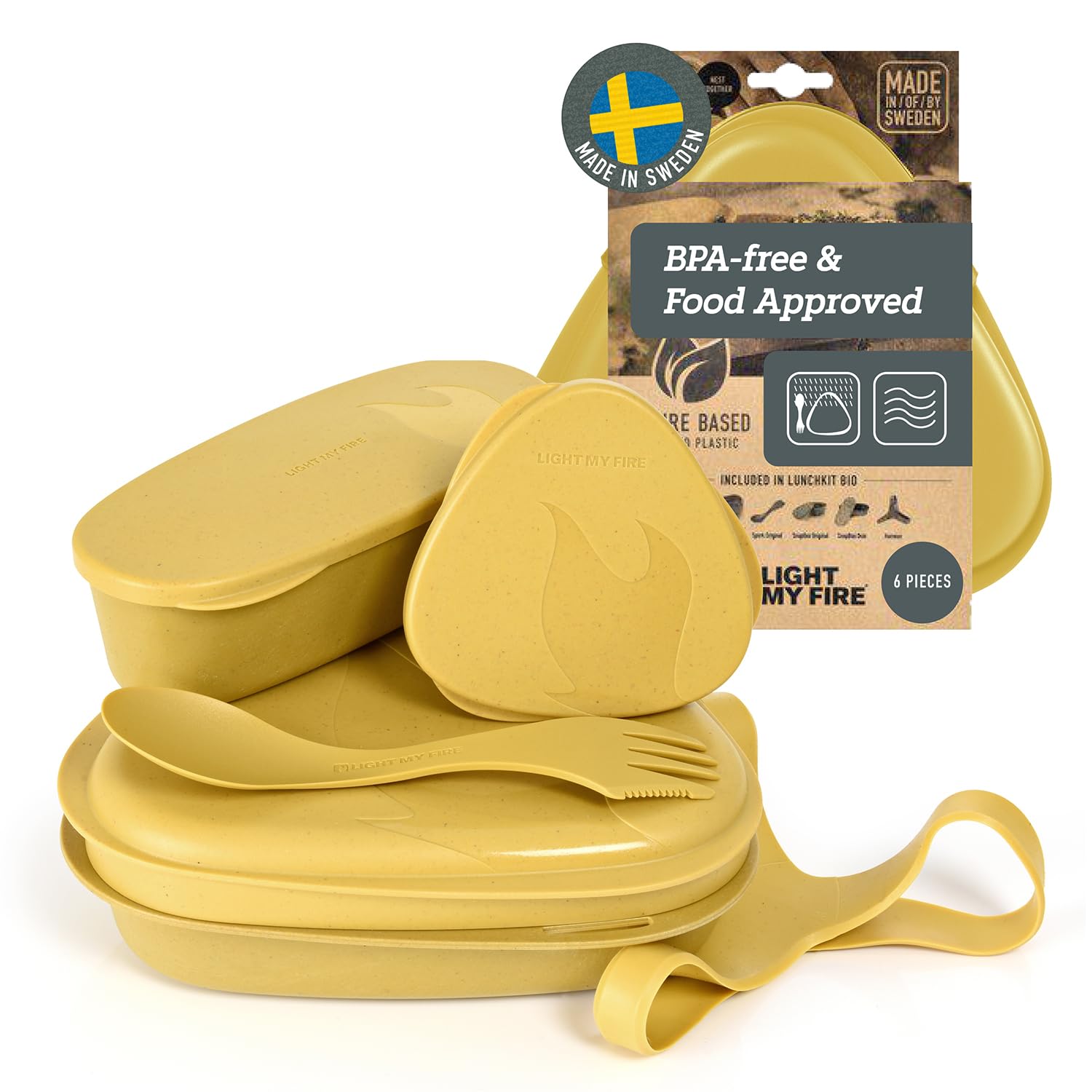 Light my Fire6-Piece Camping Mess Kit for 1 — Lunch Kit with 3-in-1 Reusable Spork Camping Utensils, Mess Kits for Scouts — BPA-Free Dishwasher Safe Lunchbox — Hiking Backpacking Picnic