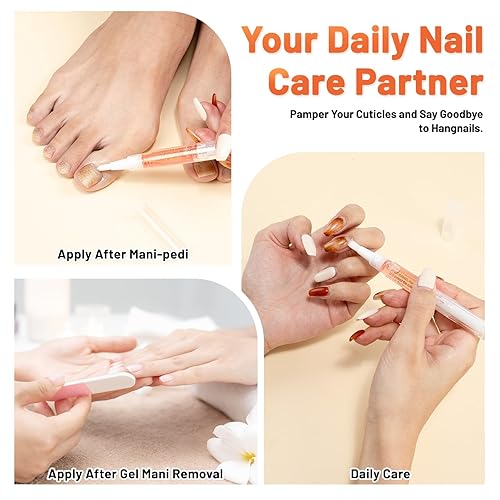 Miniatura 10 de 2 bolígrafos de aceite para cutículas para el cuidado de las uñas, bolígrafo de aceite revitalizador de cutículas con cepillo suave, aceite de