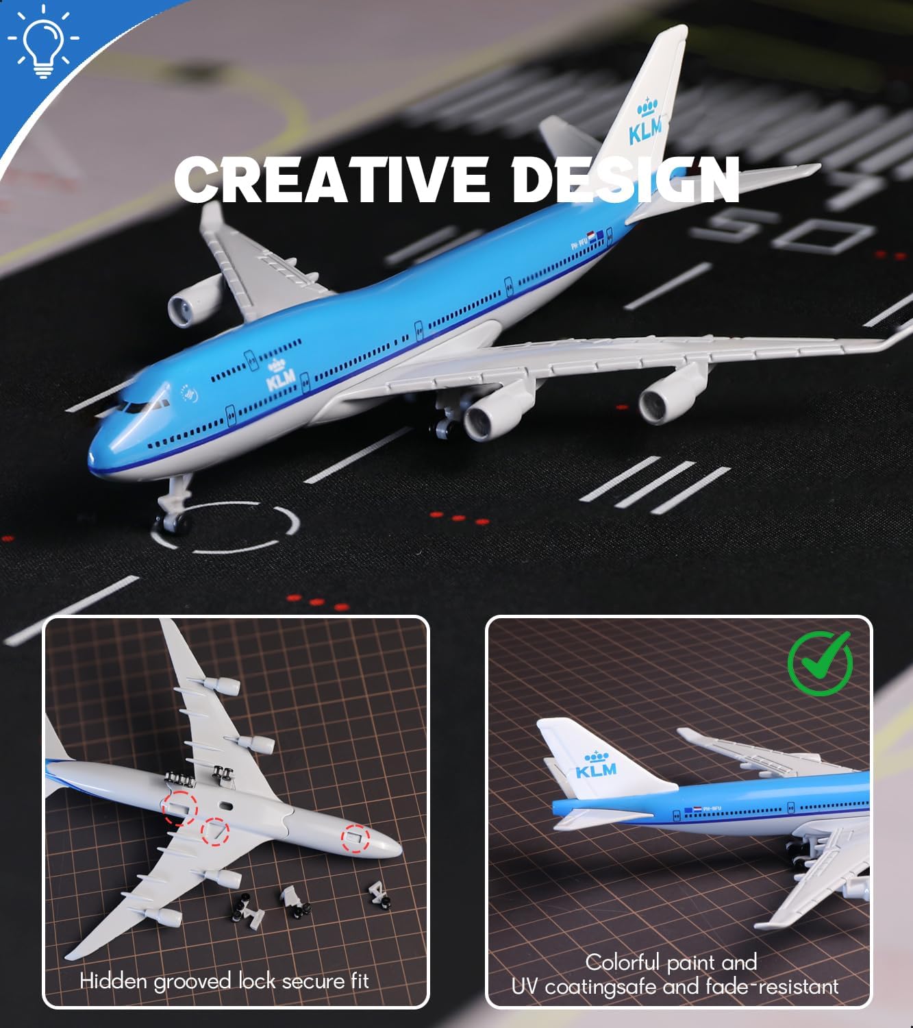 1/400 for KLM 747 Airplane Model (6-inch L) for Boeing 747 Plane Model Kits with Pre-Built Aircraft Landing Gear and Display Stand for Adults Planes Aviation Gifts or Collection