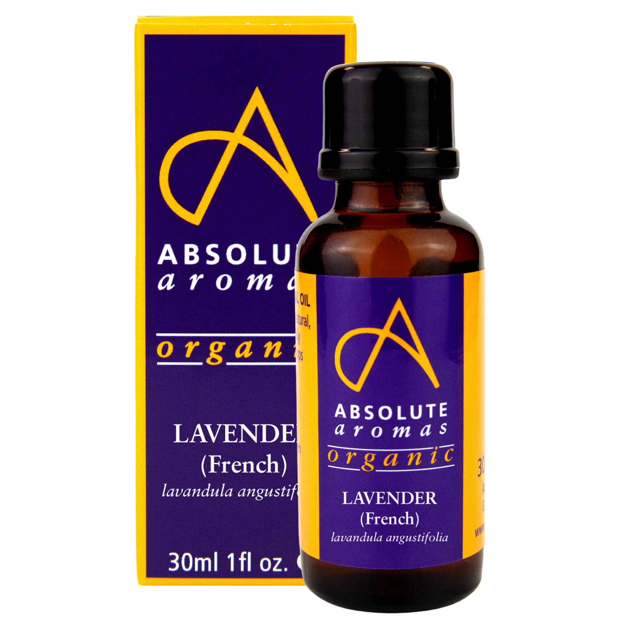 Absolute Aromas Organic Lavender French Essential Oil 30ml - 100% Pure, Natural, Certified Organic and Undiluted - for use in Aromatherapy, Massage or in a Diffuser