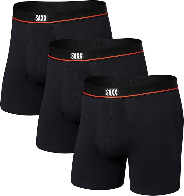 SAXX Underwear Co. Men's Non-Stop Cotton Relaxed Fit Boxer Brief Fly 3-Pack