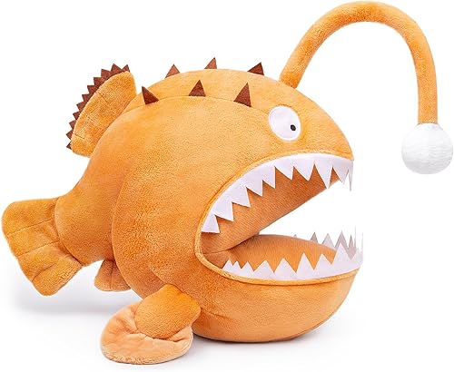Miniatura 5 de ZHONGXIN MADE Anglerfish - Peluche luminoso de 12 pulgadas, pez pescador espeluznante marrón, pez linterna, pez ganso, juguete de regalo para niños,