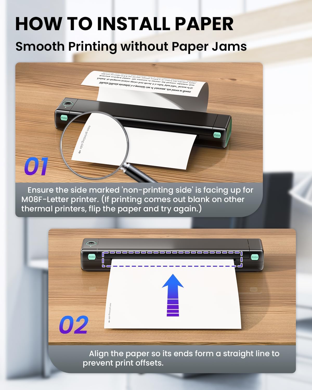 Phomemo Thermal Printer Paper 8.5 x 11 Inch, Advanced Thermal Printing US Letter Paper, Compatible with D810, M08F-Letter, M832, M834, A285M Portable Printer, Size 8.5" x 11", 5 Ream Case - 500 Sheets