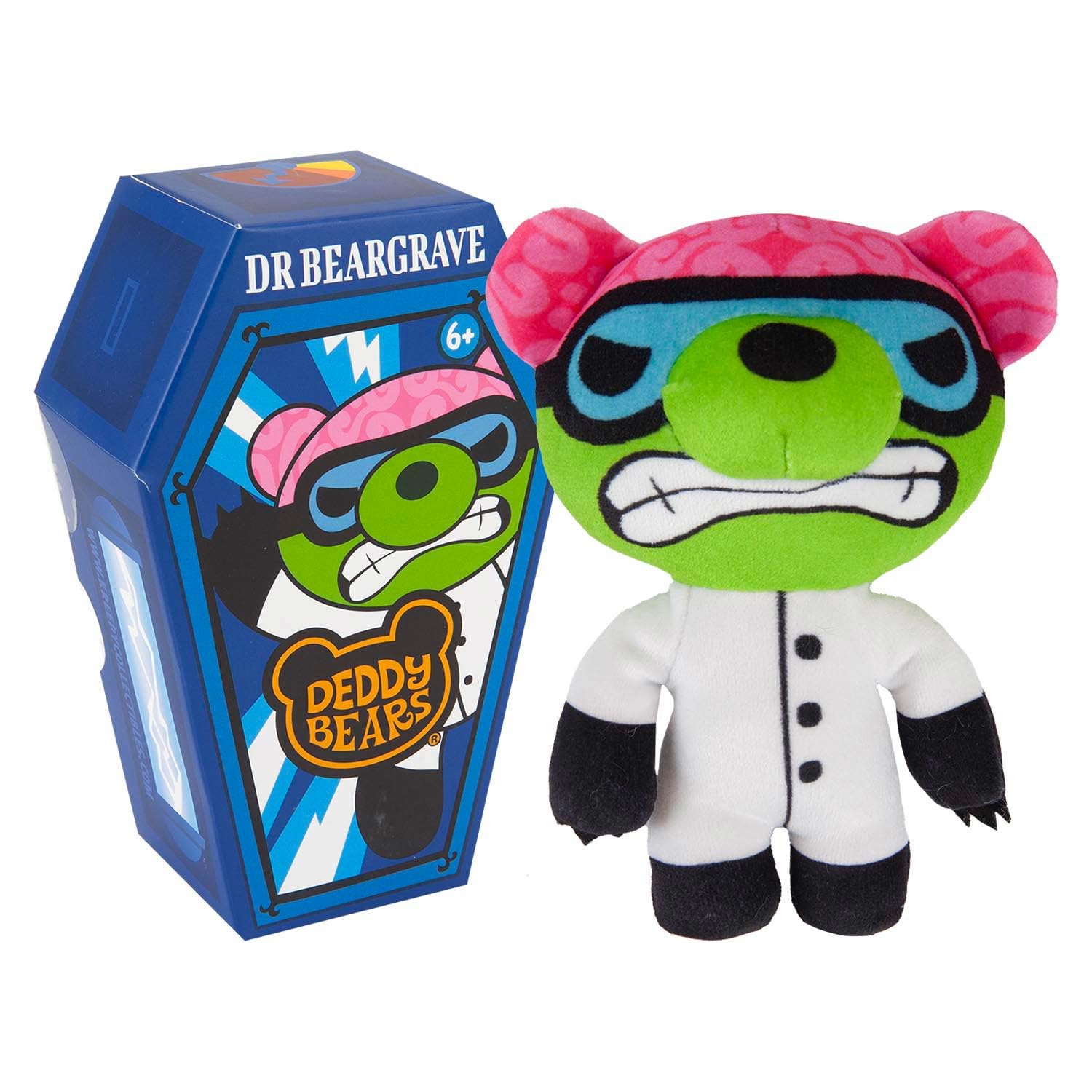Deddy Bears Dr Beargrave Soft Toy 14cm Coffin Box, Plush Idea Spooky Collectable - 15cm X 8cm Green X 1