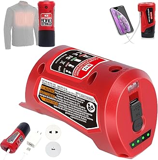 M-12 Battery Charger with Type-c Port & DC 12V Outlet，Power Source Replacement for Milwaukee m-12 12V Battery Adapter for Milwaukee Heated Jacket 49-24-2310 Compatible with 48-11-2420 48-11-2411