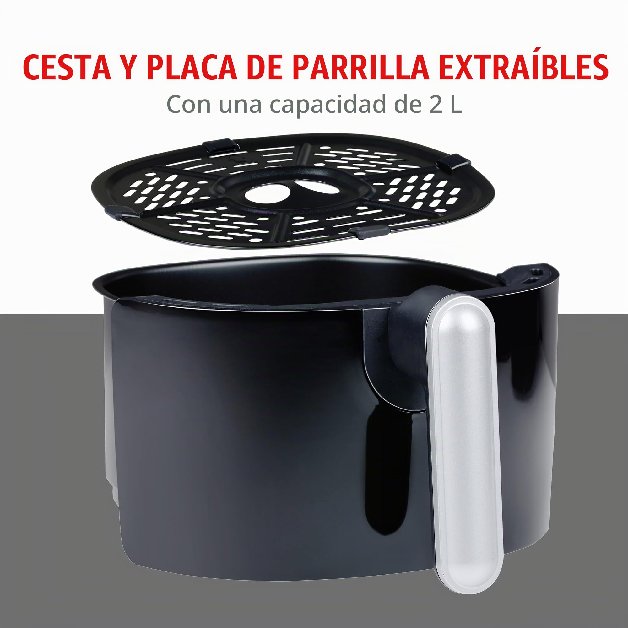 alpina Freidora Aire 2L - Air Fryer Adecuada para 2 a 3 Personas - Freidora sin Aceite con Temporizador y Temperatura Ajustable - Plástico - Negro