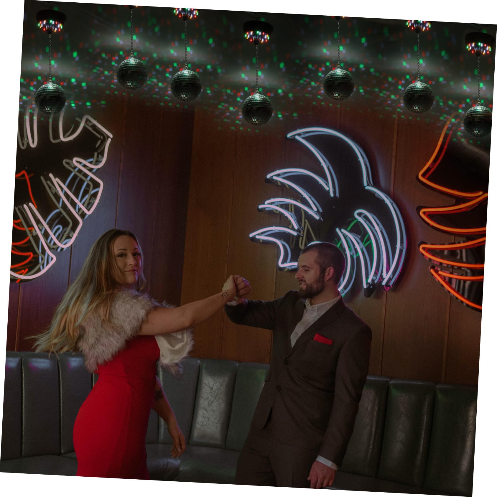 SOIMISS Boule Disco Rotative à Facettes en Plastique Argenté Légère Mode Constant et Rotation, pour Club et Bar, Décoration Lumineuse pour Fêtes