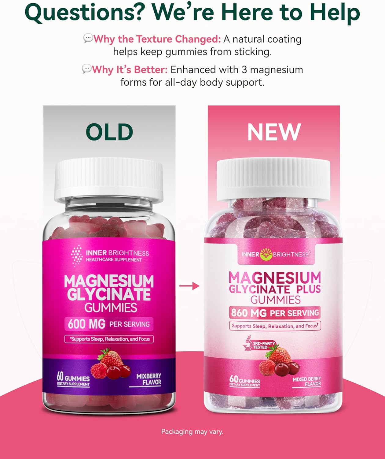 Magnesium Glycinate Plus Gummies 860mg, Sugar-Free, Non-GMO, Gluten-Free, Magnesium Gummies for Adults & Kids, Sleep, Relaxation & Focus, Magnesium Supplement for Women, Mixed Berry Flavor, 120 Count
