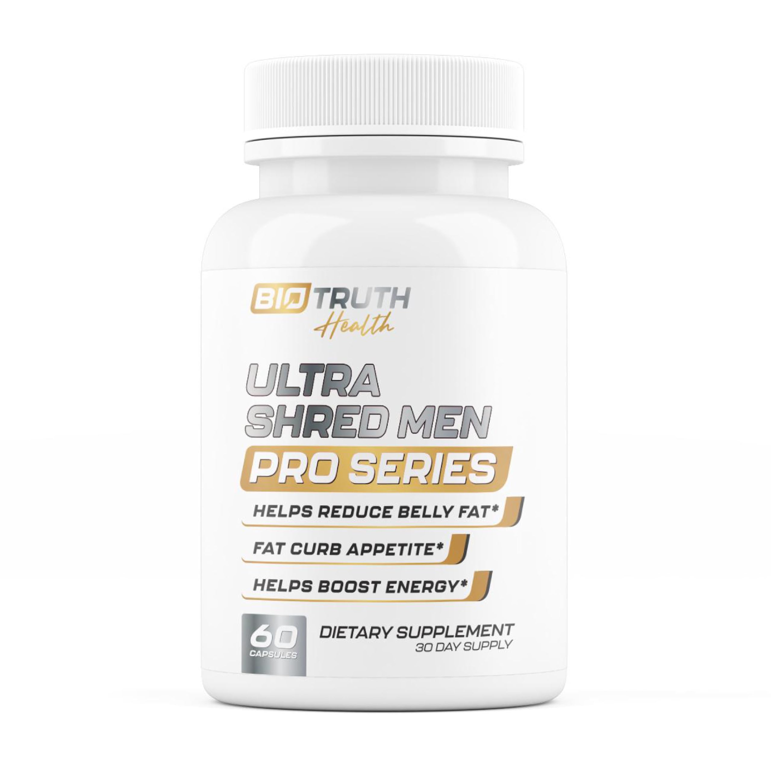 Ultra Shred Men | PRO Series | Fat Burner for Men to Sustain Muscle & Lose Weight - Boost Metabolism, Appetite Suppressant | 5 Research Backed Ingredients | 3rd Party Tested Supplement - 60 Capsules