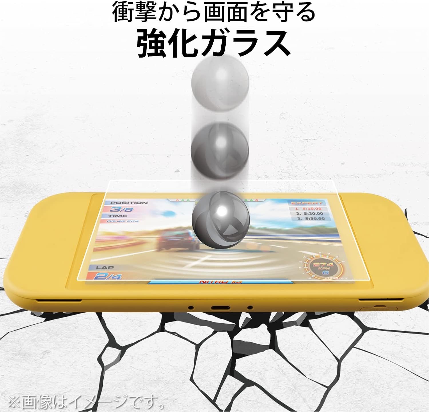 Elecom GM-NSL21FLGZ LCD Protective Film for Nintendo Switch Lite, ZEROSHOCK Glass, High Gloss