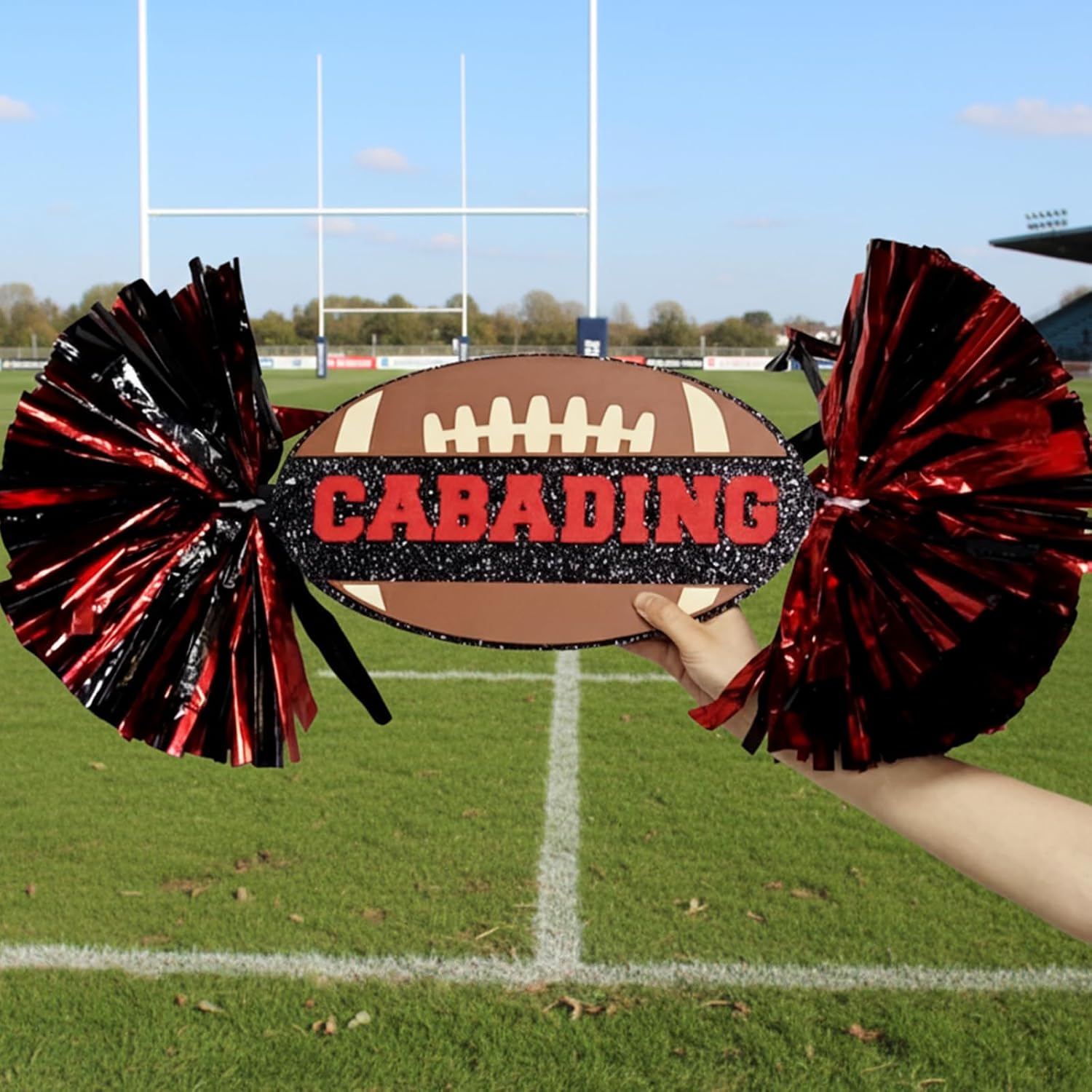 Cheer Pom Poms Sign, Game Day Signs, Personalized Name Cheer Sign, Pompoms Cheer Stick for School Sports Football Baseball Games Team Cheering Essentials
