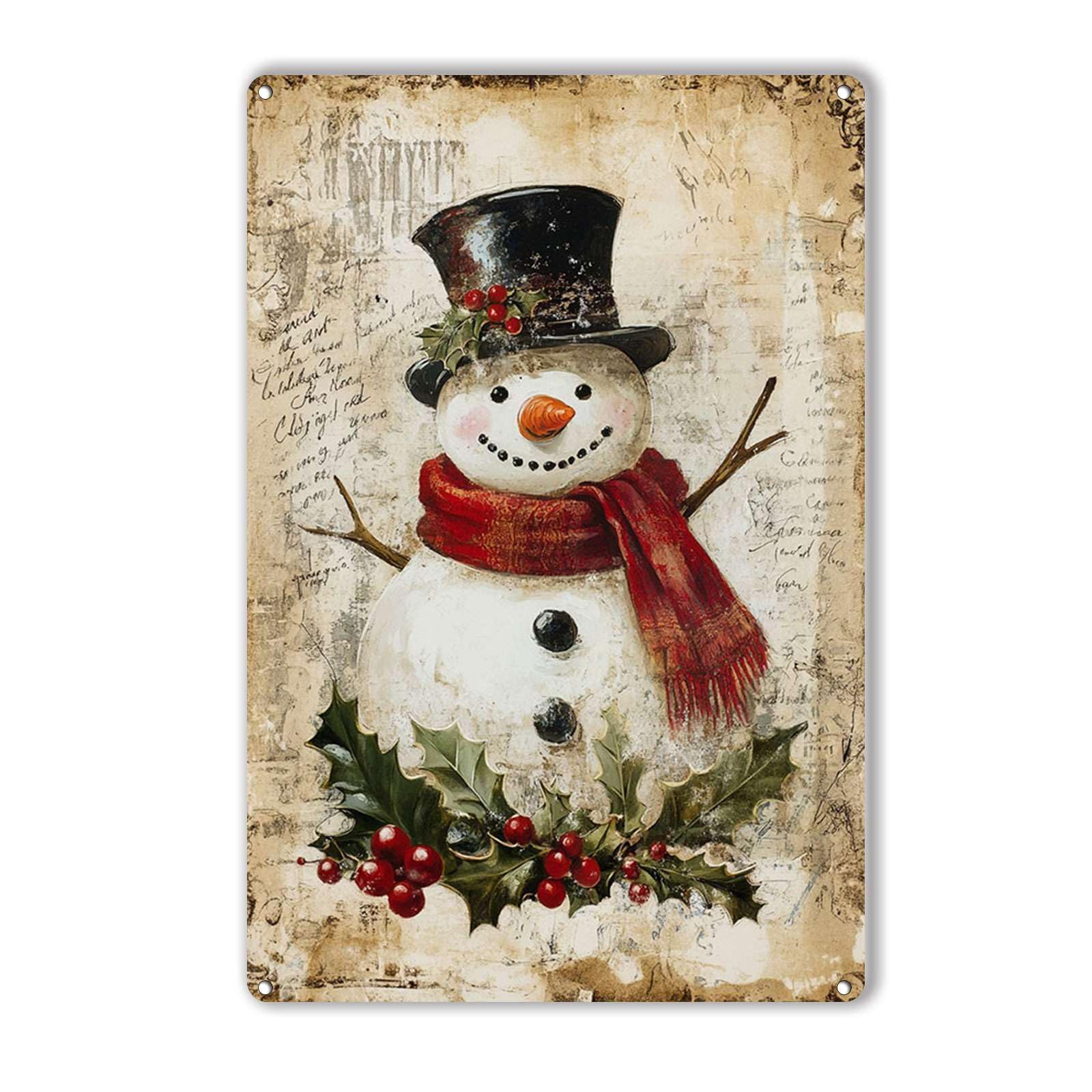 Anceky Tin Sign Snowman Merry Christmas Signs Retro Wall Decor for Living Room Outdoor Yard Garage Home 12×16 Inch