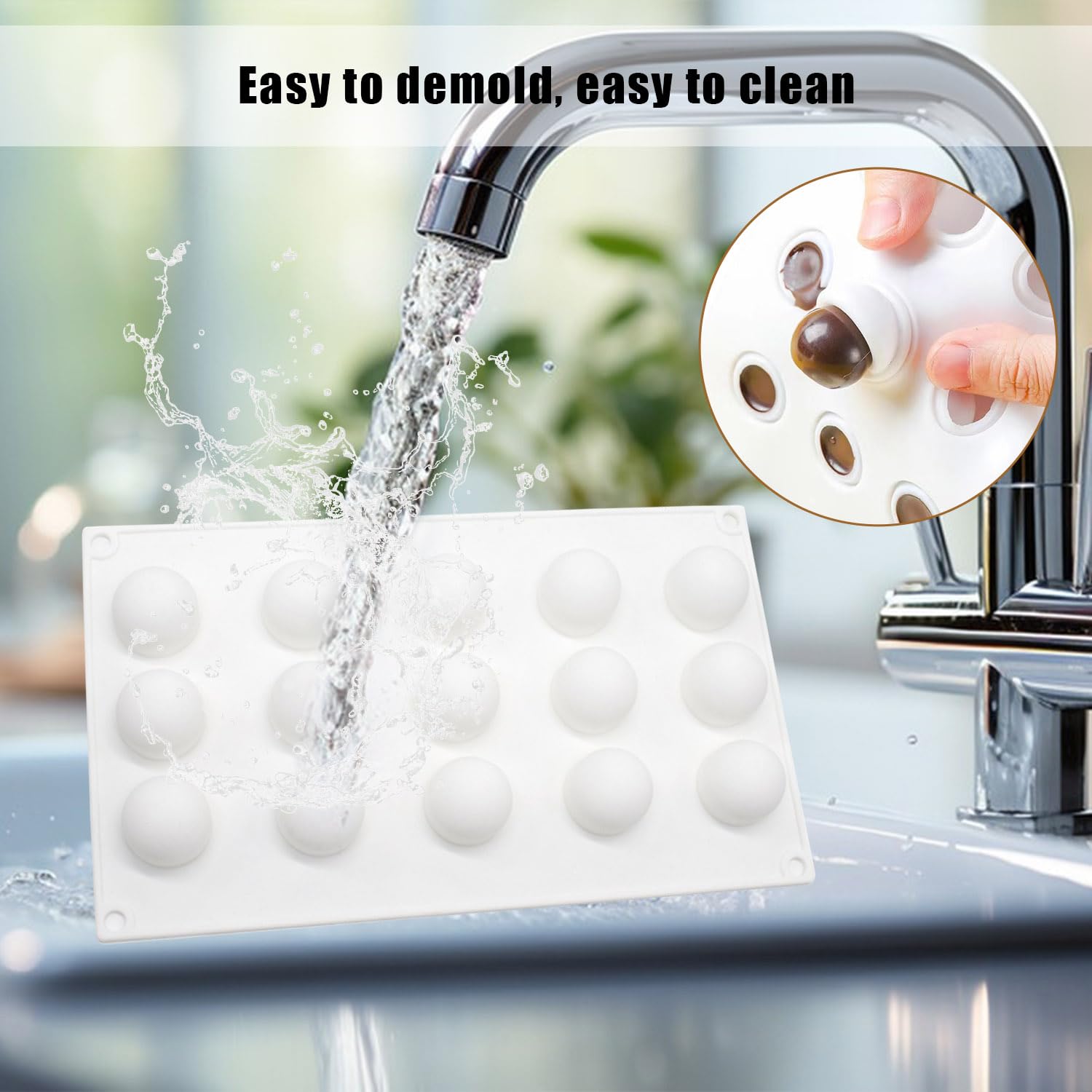 Stampo Sfera Silicone Per Cioccolatini - 2 Pezzi 15 Cavità Per Dolci Semisfere - Foto 4