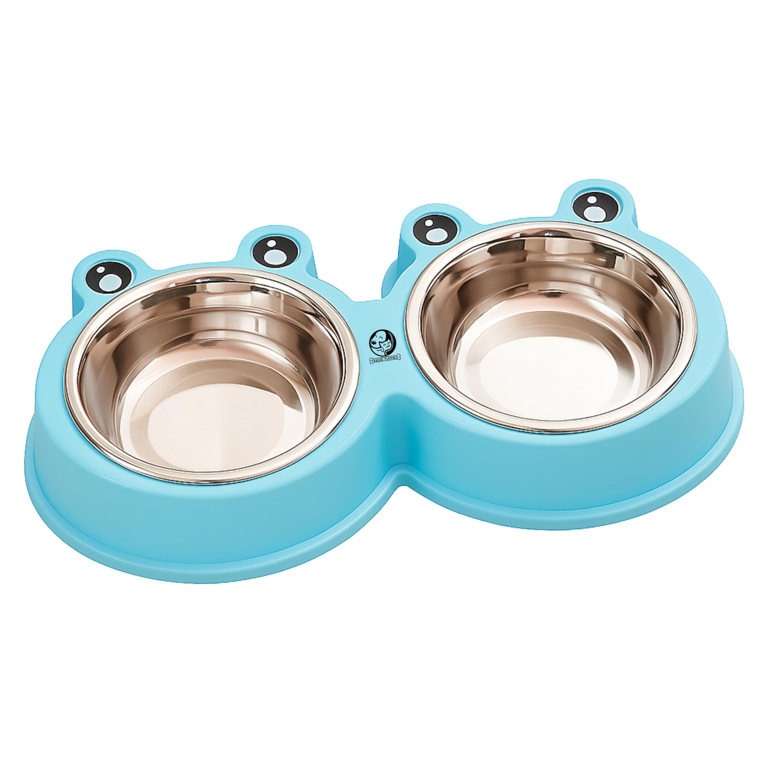 Foodie Puppies 2-in-1 Food and Water Bowl for Cats and Kittens - (Frog Bowl, Small) 200ml Each | Non-Slip, Non-Toxic Pet Feeding Plastic Frog Face Shaped Double Bowl Food & Water Feeder-image-43
