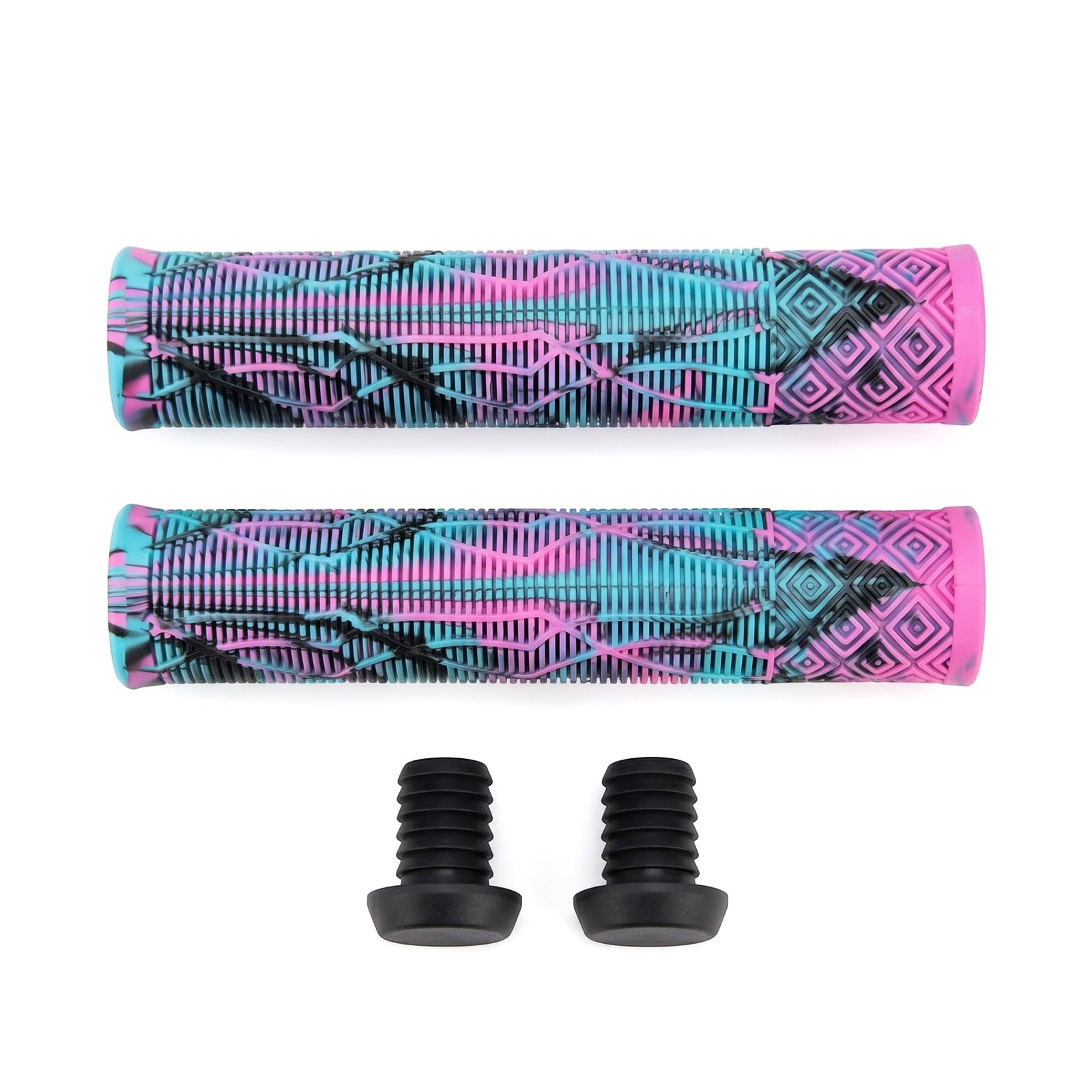 Puños Bicicleta y Patinete Acrobático 160mm, Manguitos Bicicleta MTB y BMX de Goma Antideslizante, Puños Ergonómicos para Manillar 22,2mm con Tapones, Accesorios para Scooter Stunt y Bici