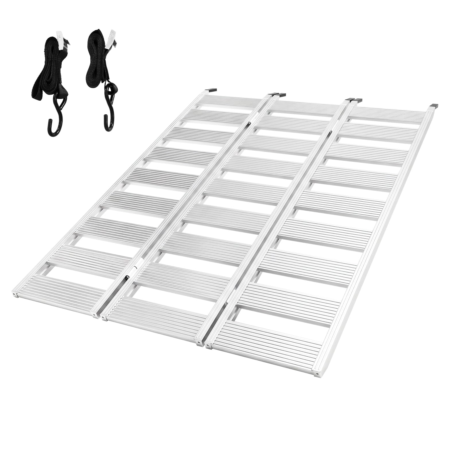 Photo 1 of **SCRATCHED**MAXIVAMN Aluminum Tri-Fold ATV Loading Ramp, 76" x 50" Wide Platform, 1500 lb Capacity with Safety Straps for Lawn Mower, Snow Blower, Motorcycle, Pickup Truck