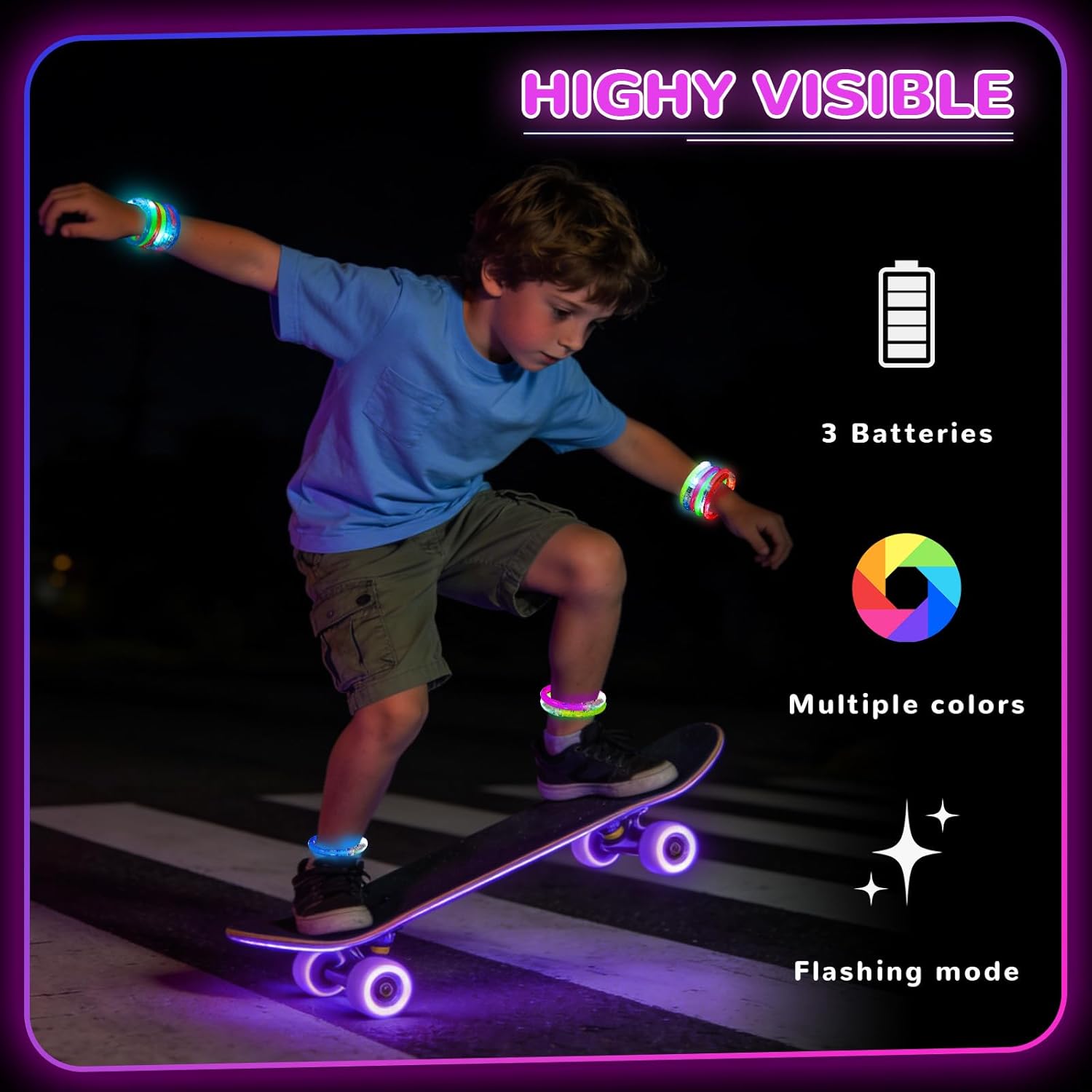 100 Pcs Glow Sticks LED Bracelets, Glow in the Dark Party Supplies for Kids/Adults, Flashing Light up Toys Goodie Bags Basket Stuffers, Neon Accessories New Year Eve Party Favors - Image 4