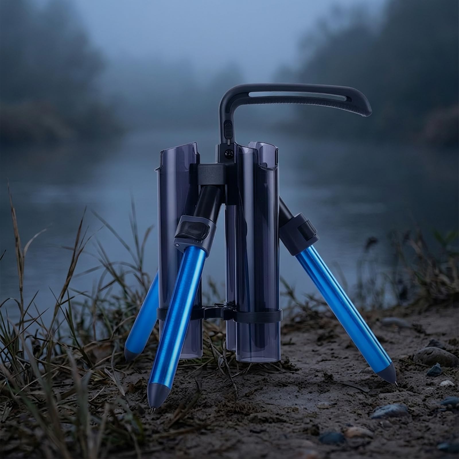 perfk Portapale da Pesca Treppiede Regolabile Supporto Canna Porta Canna Tripode Compatto in Lega di Alluminio con Tre Sedi