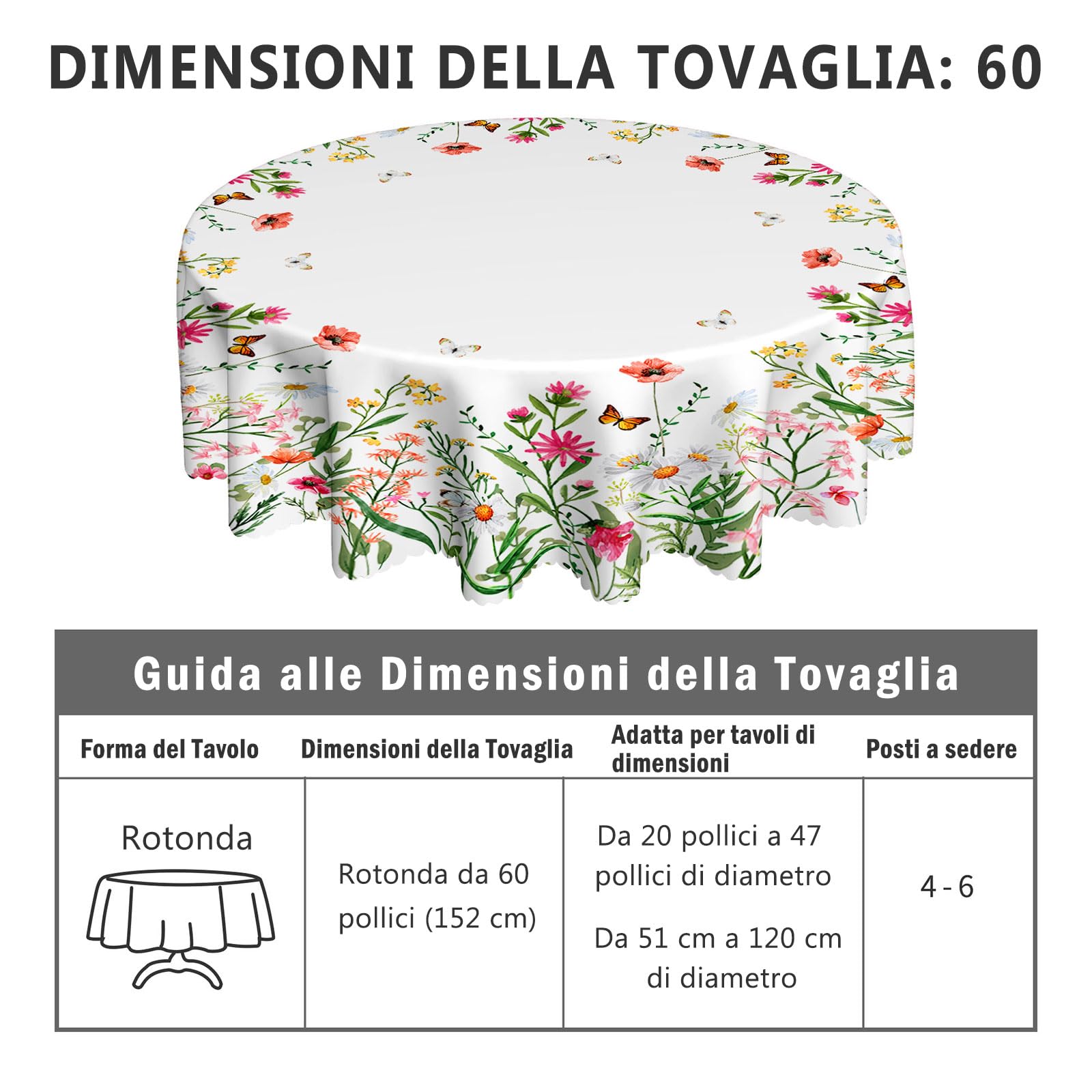 Tovaglia Antimacchia Rotonda 150cm Iris Azzurro - Lavabile