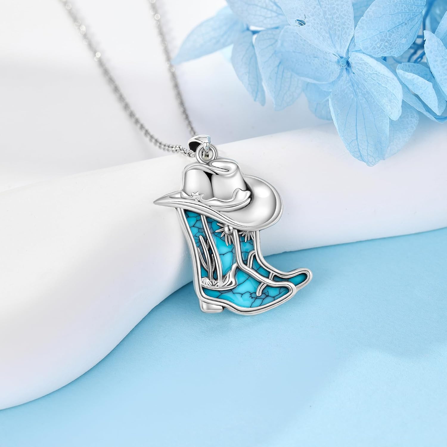 Western Cowboy Boot Necklace Sterling Silver Cowgirl Boot Pendant Necklace Western Jewelry Cowboy Gifts for Women - Image 4