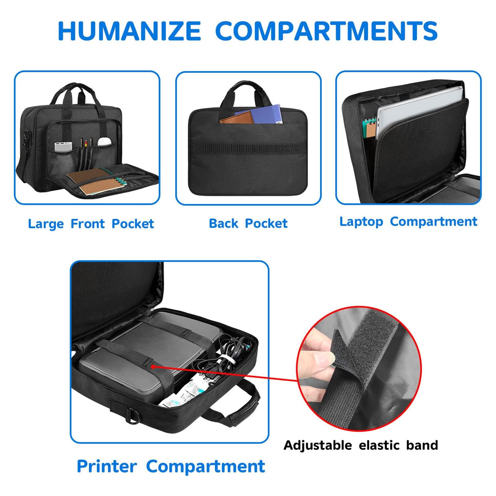 Damen Herren Aktentasche Laptoptasche Laptoptasche Gepolsterte Mobile | Drucker Tragetasche mit Schulter & Trolley Gurt Anpassbare Drucker Tragetasche Große Kapazität Laptop Aufbewahrungstasche Lap