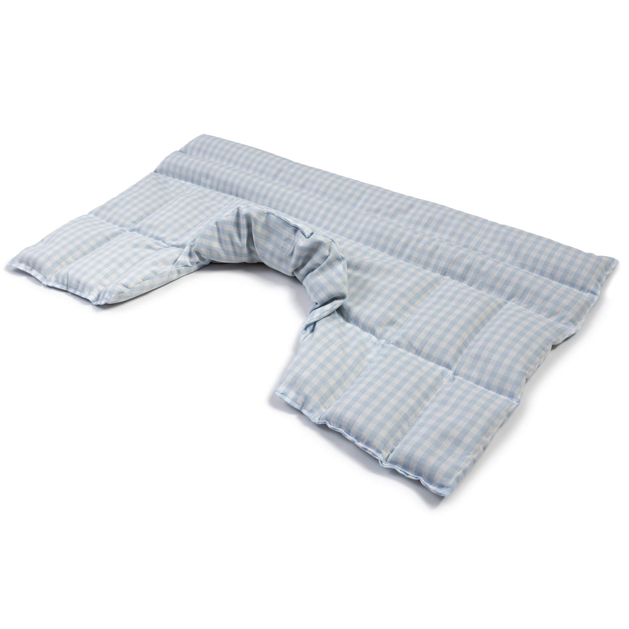 Cuscino termico cervicale XL per collo, spalle e schiena - Cuscino termico con semi di uva - blu chiaro e bianco - Cotone bio/organico