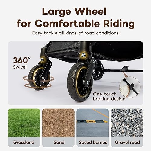 Miniatura 5 de PETTENA Cochecito plegable para mascotas, carrito de paseo para mascotas de 4 ruedas para perros pequeños y gatos de hasta 44 libras, carrito de