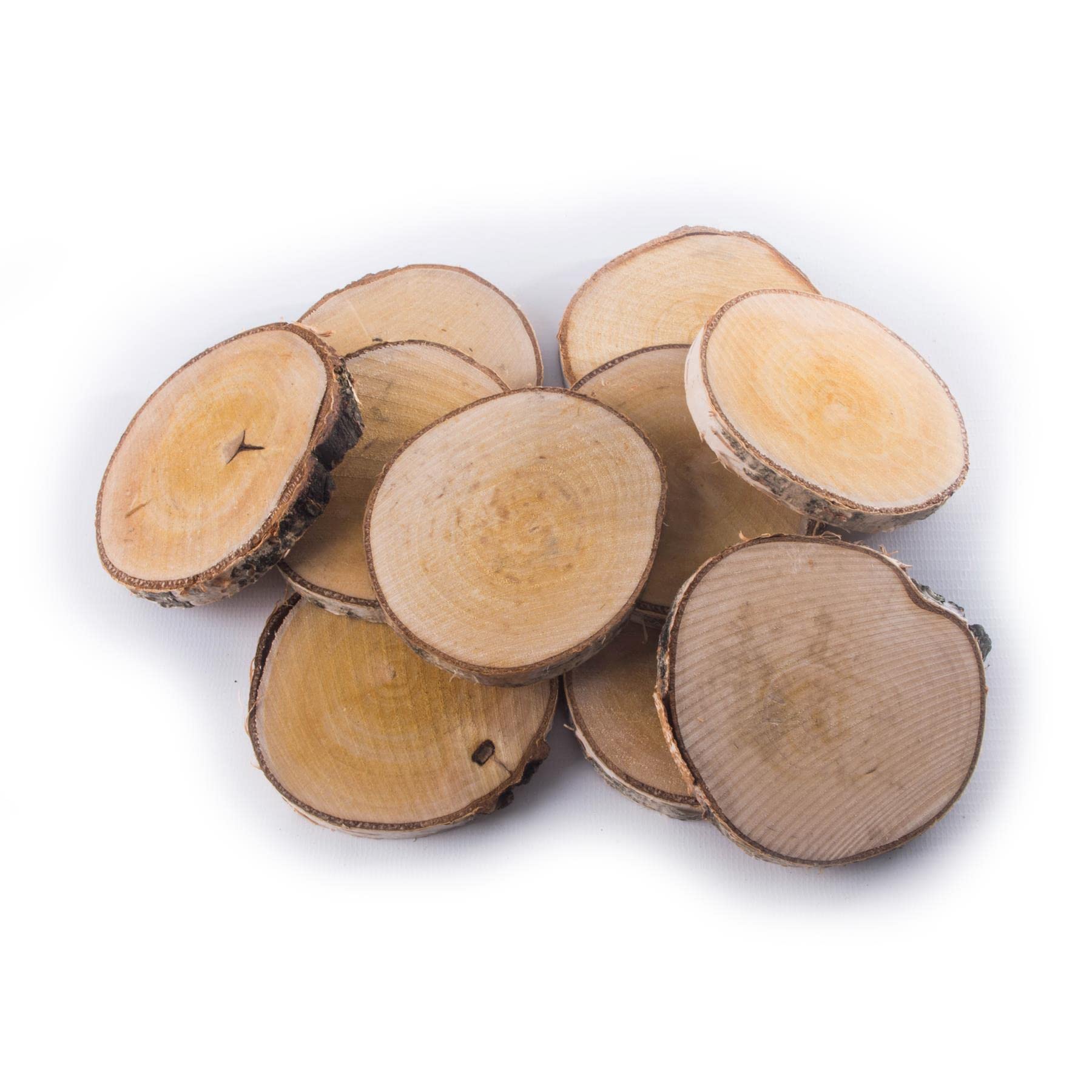 WooDeeDoo Wooden Slices Log Tree Bark Ø 7-8 cm | Pack of 20 | Unfinished Round Blank Pieces Art & Crafts Discs Circles DIY Decoration