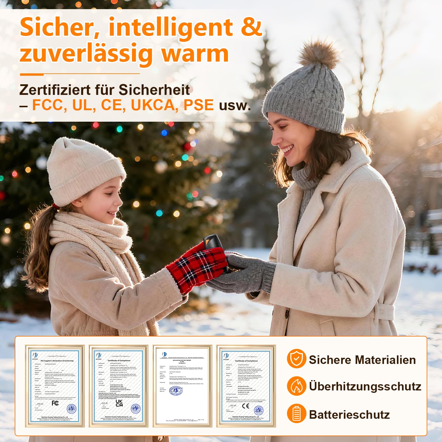 Lepwings Handwärmer Elektrisch 2er-Pack mit Ladecase, 14.000 mAh, Wiederverwendbare Taschenwärmer, Beidseitige Heizfunktion, 3 Heizmodi, USB-Aufladbar, Ideal für Outdoor im Winter